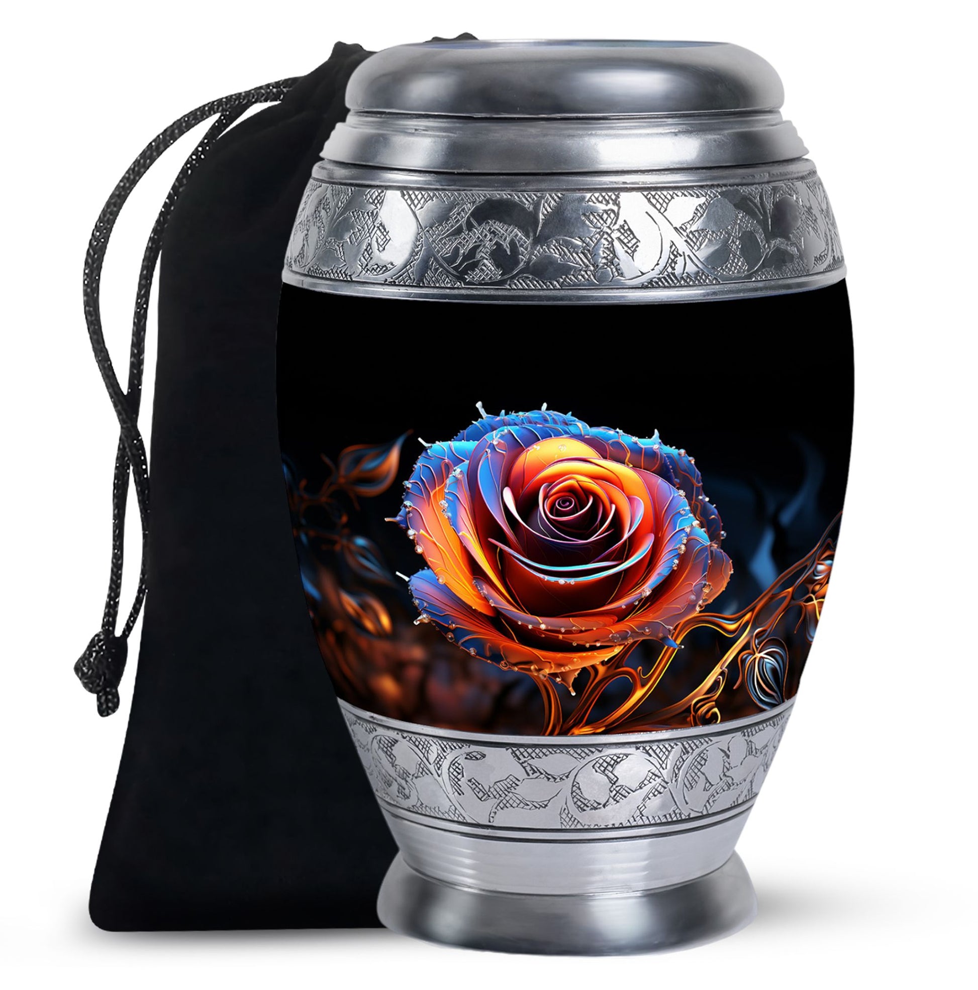 Beautiful Rose Theme Memorial Urn - Aluminum Cremation Urn For Loved Ones