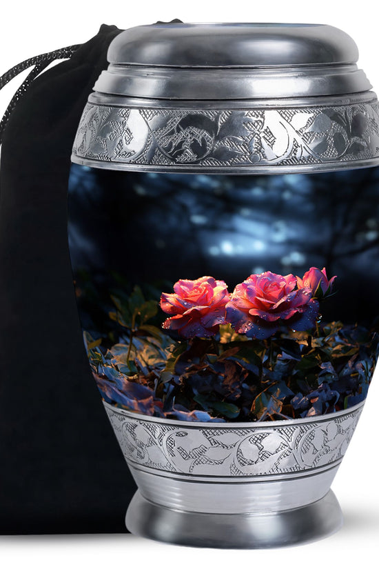 Pink Rose Theme Funeral Urn - Large Memorial Urn For Human Ashes