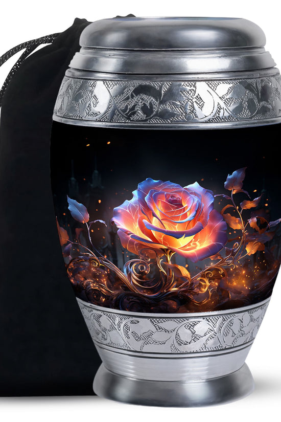 Glowing Rose Cremation Urn - Fantasy Memorial Urn For Ashes