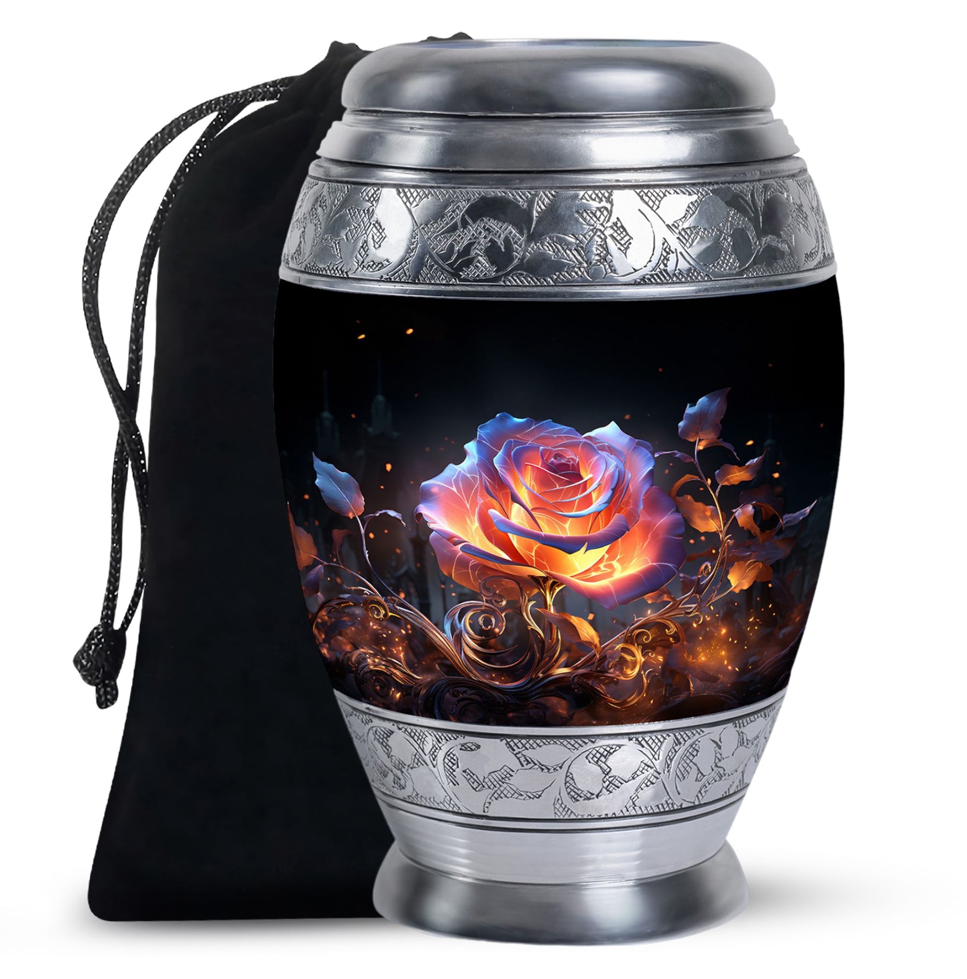Glowing Rose Cremation Urn - Fantasy Memorial Urn For Ashes