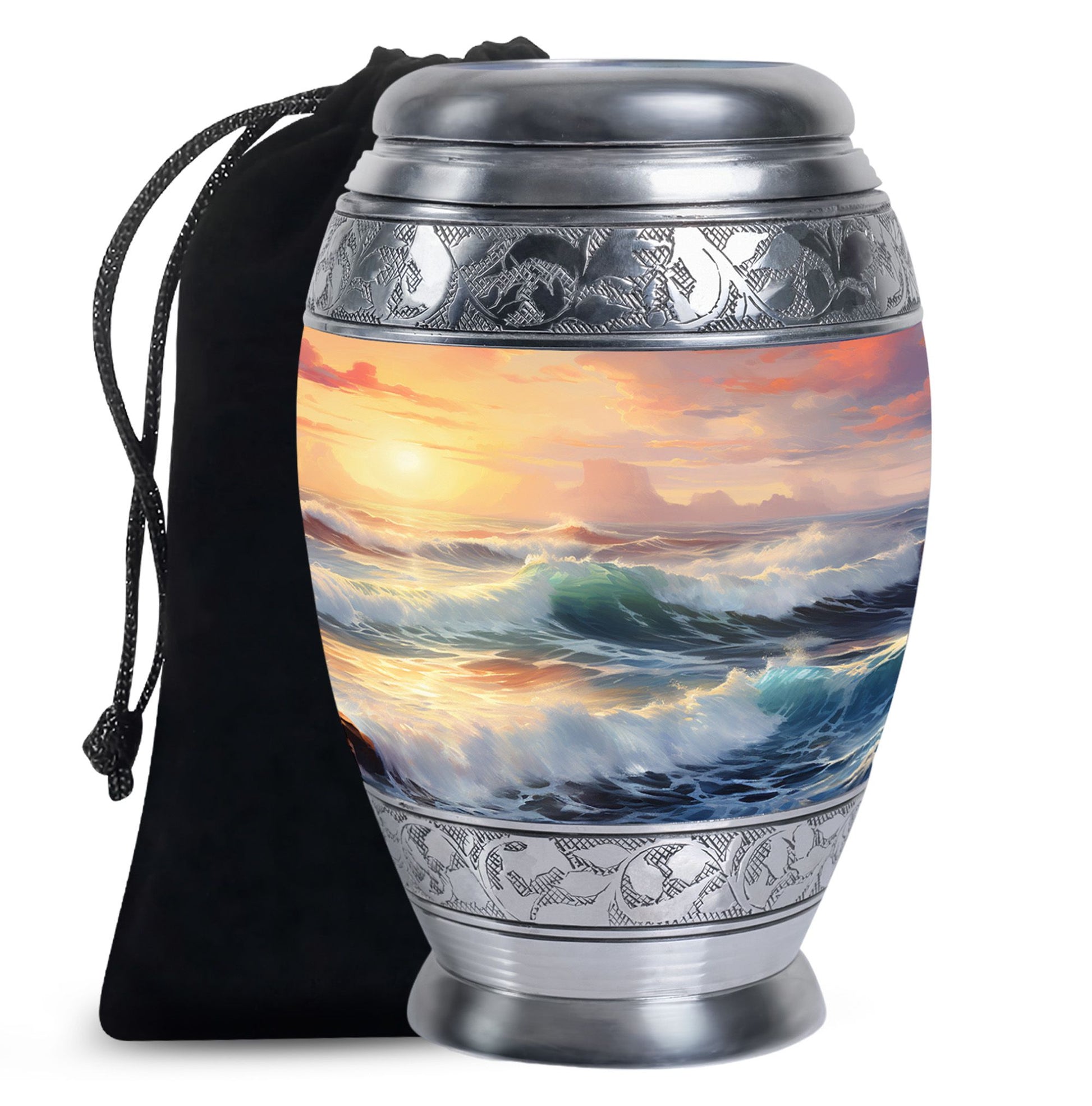 Beautiful Beach Theme Funeral Urn - Sunset Memorial Urn For Adult Ashes