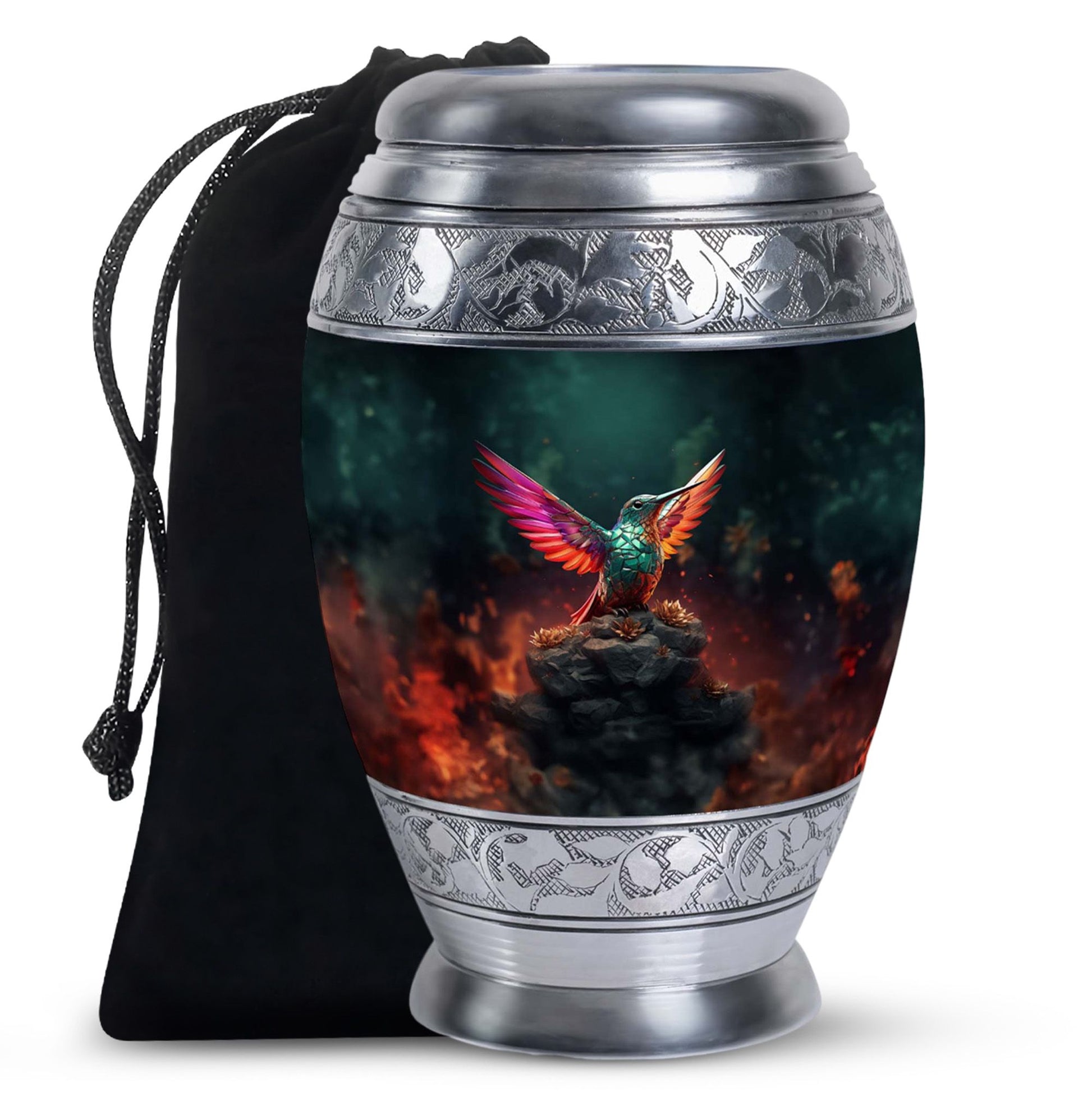 Green Hummingbird Funeral Urn - Decorative Memorial Urn For Adults Ashes