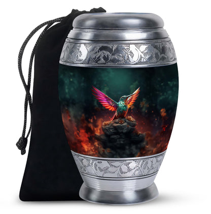 Green Hummingbird Funeral Urn - Decorative Memorial Urn For Adults Ashes