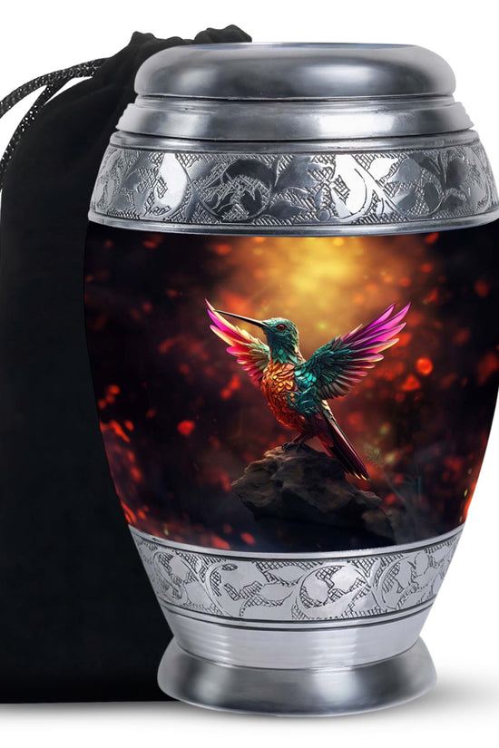 Colourful Hummingbird Memorial Urn - Premium Funeral Urn For Loved Ones