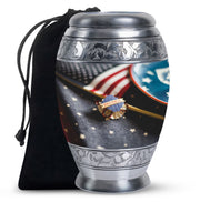 US Flag Theme Memorial Urn - Large Cremation Urn For Human Ashes