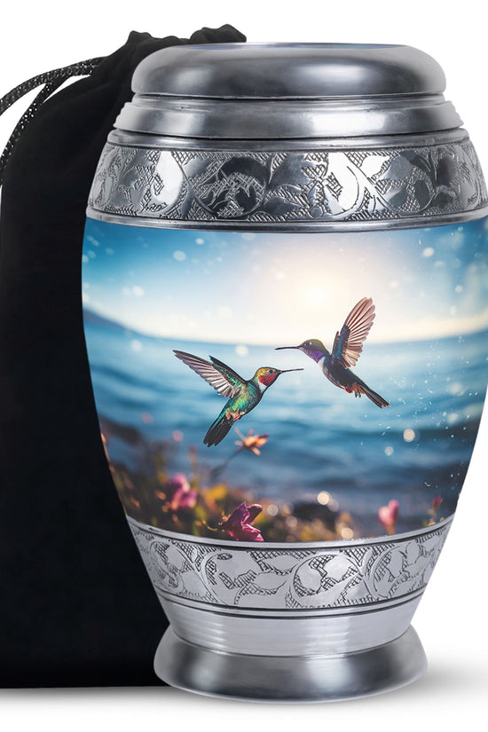 Couple Hummingbird Theme Funeral Urn - Beautiful Ashes Urn For Adults