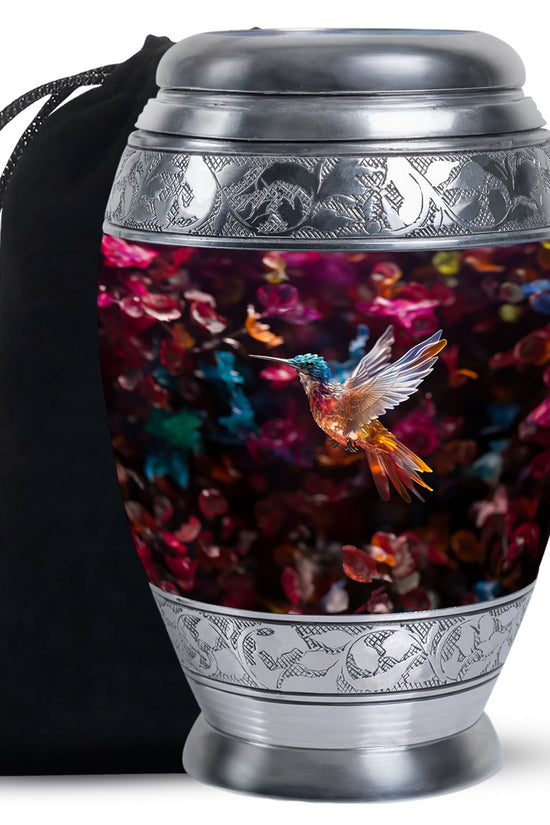 Colourful Decorative Hummingbird Memorial Urn - Cremation Urn For Male & Female