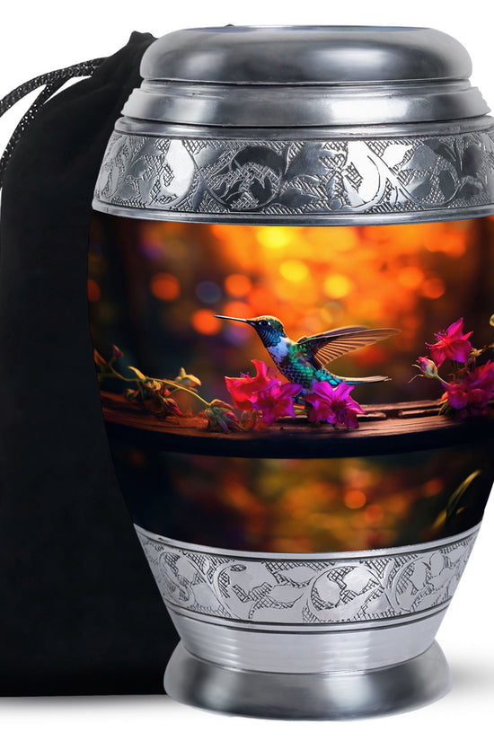 Green Hummingbird Funeral Urn - Large Funeral Urn For Human Ashes