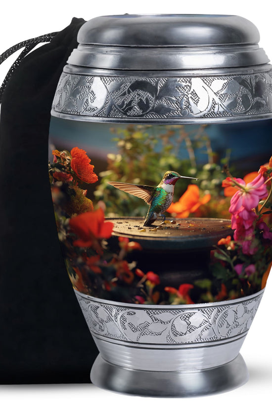 Elegant Hummingbird Memorial Urn - Aluminium Cremation Urn For Human Ashes