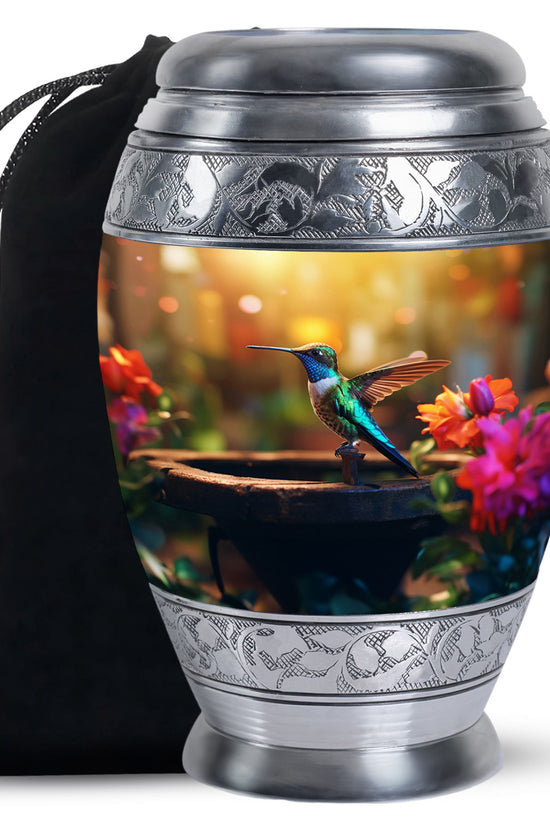 Classic Hummingbird Cremation Urn - Yellow Large Memorial Urn For Loved Ones