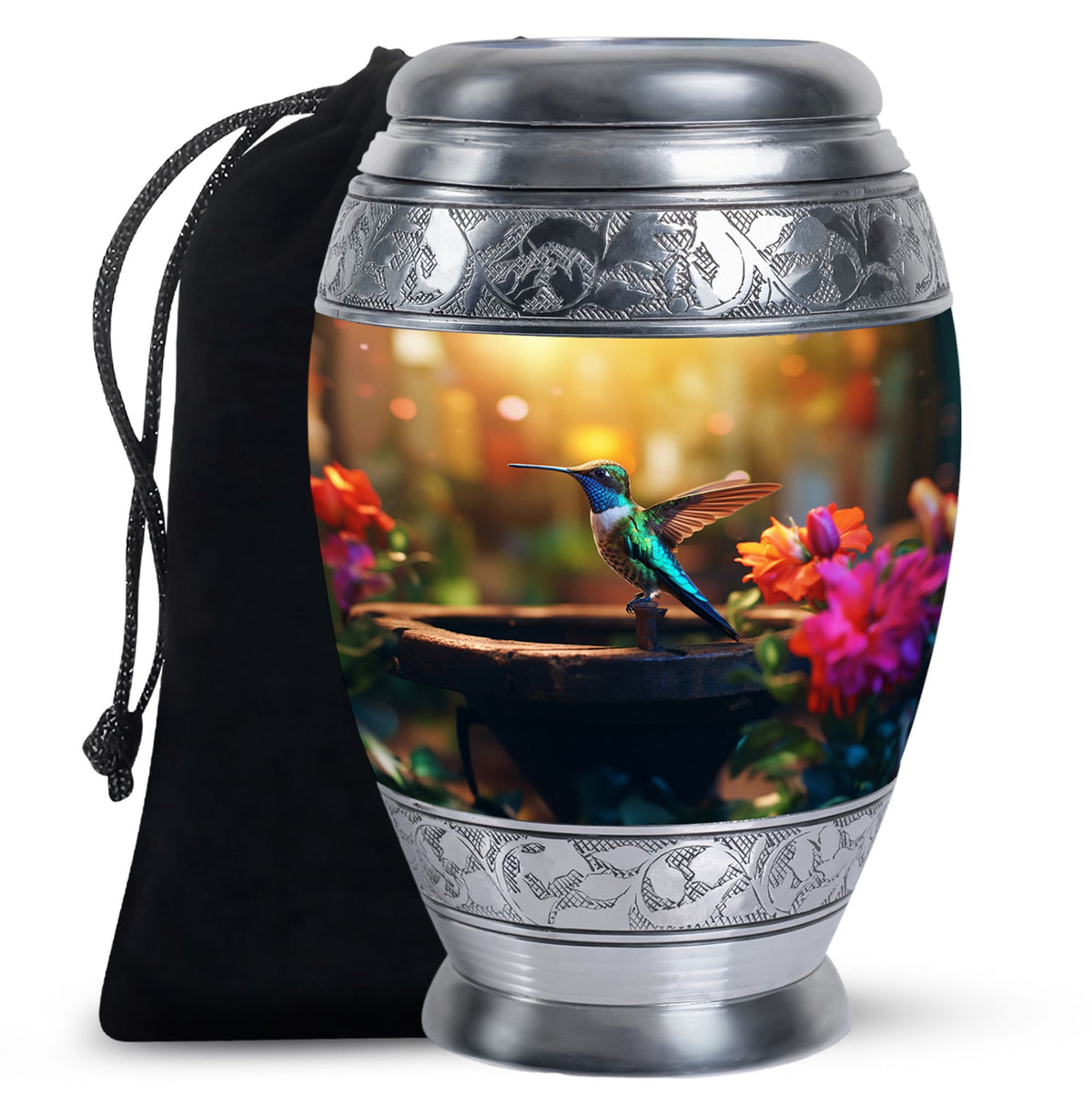 Classic Hummingbird Cremation Urn - Yellow Large Memorial Urn For Loved Ones