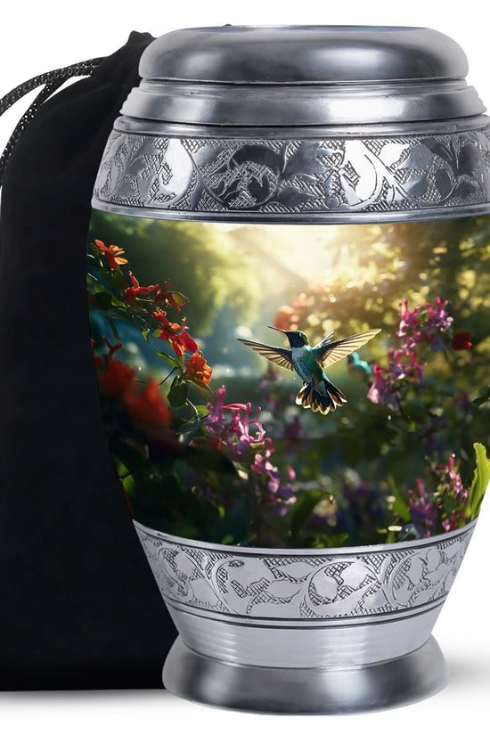 Flying Hummingbird Cremation Urn - Aluminium Memorial Urn For Ashes