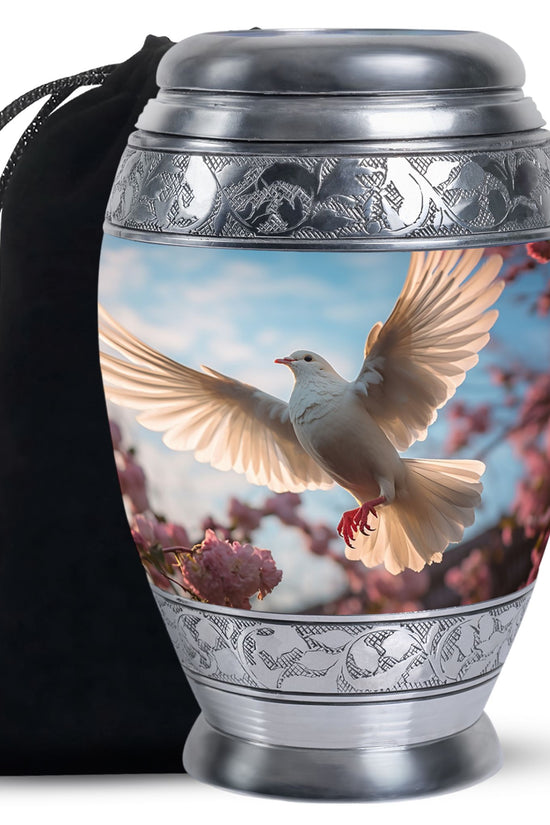 Beautiful Memorial Urn For Ashes - Dove Bird Theme CrematIon Urn