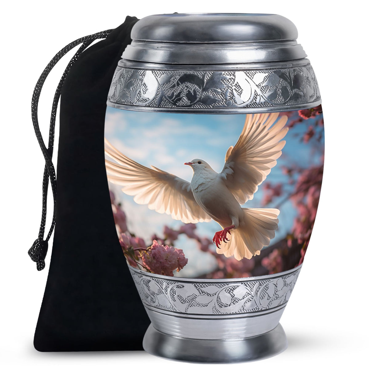 Beautiful Memorial Urn For Ashes - Dove Bird Theme CrematIon Urn