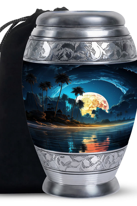 Night Beach Memorial Urn - Moonlight Cremation Urn For Loved Ones