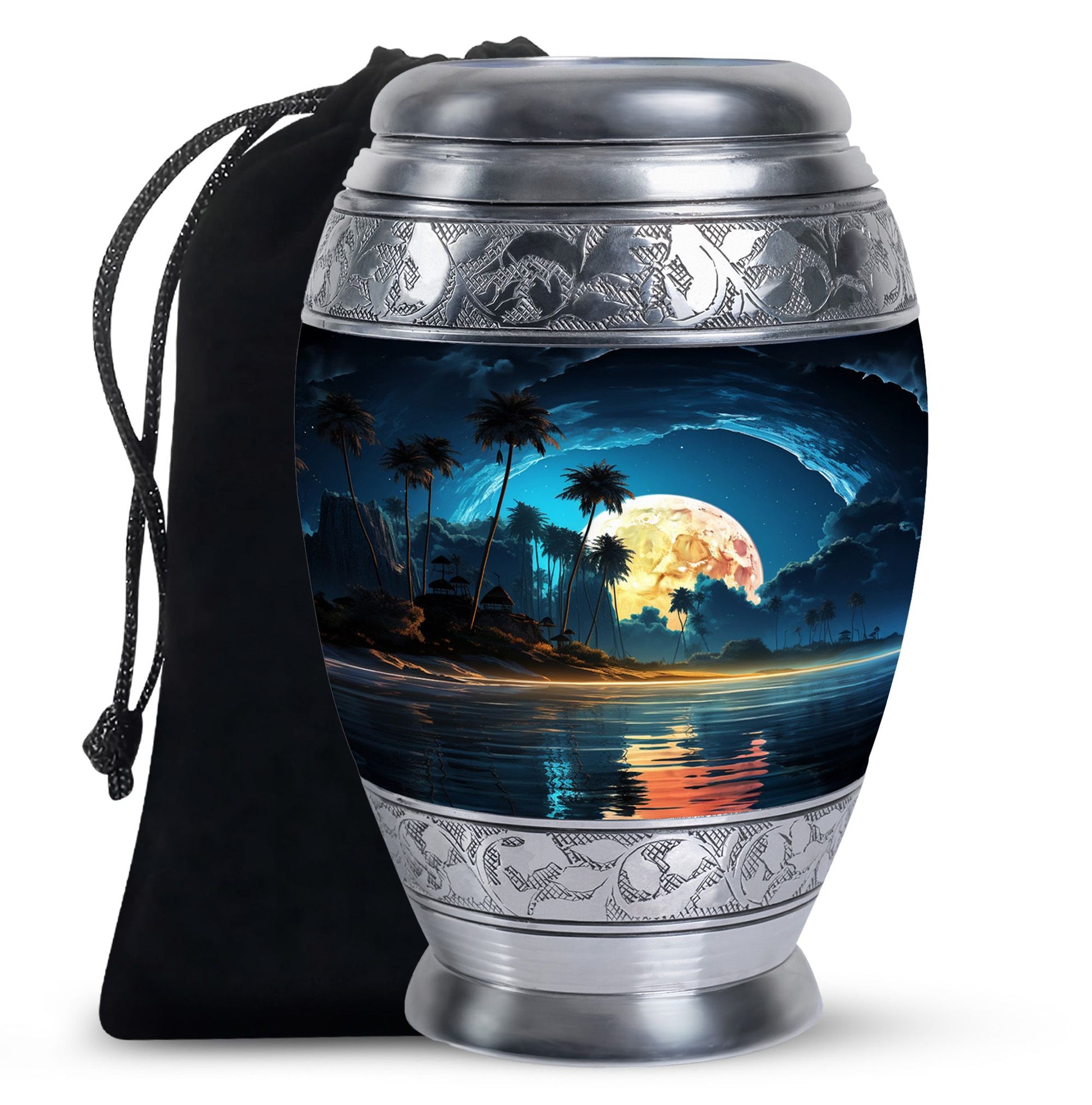 Night Beach Memorial Urn - Moonlight Cremation Urn For Loved Ones