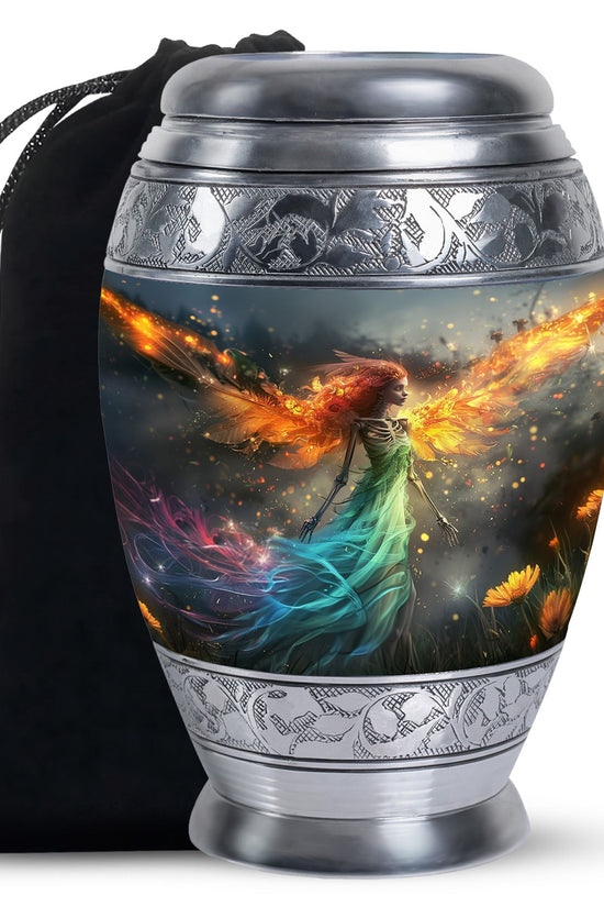 Flame Wing Angel Memorial Urn - Dark Cremation Urn For Male & Female