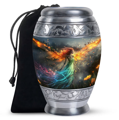 Flame Wing Angel Memorial Urn - Dark Cremation Urn For Male & Female