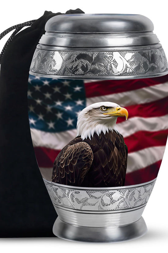 Bold Eagle Cremation Urn - Military Veteran Theme Memorial Urn For Human Ashes