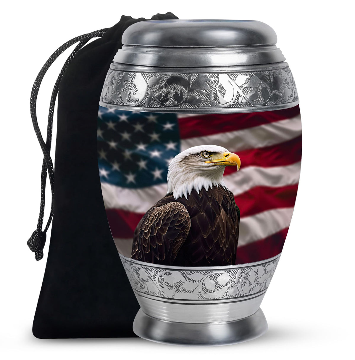Bold Eagle Cremation Urn - Military Veteran Theme Memorial Urn For Human Ashes