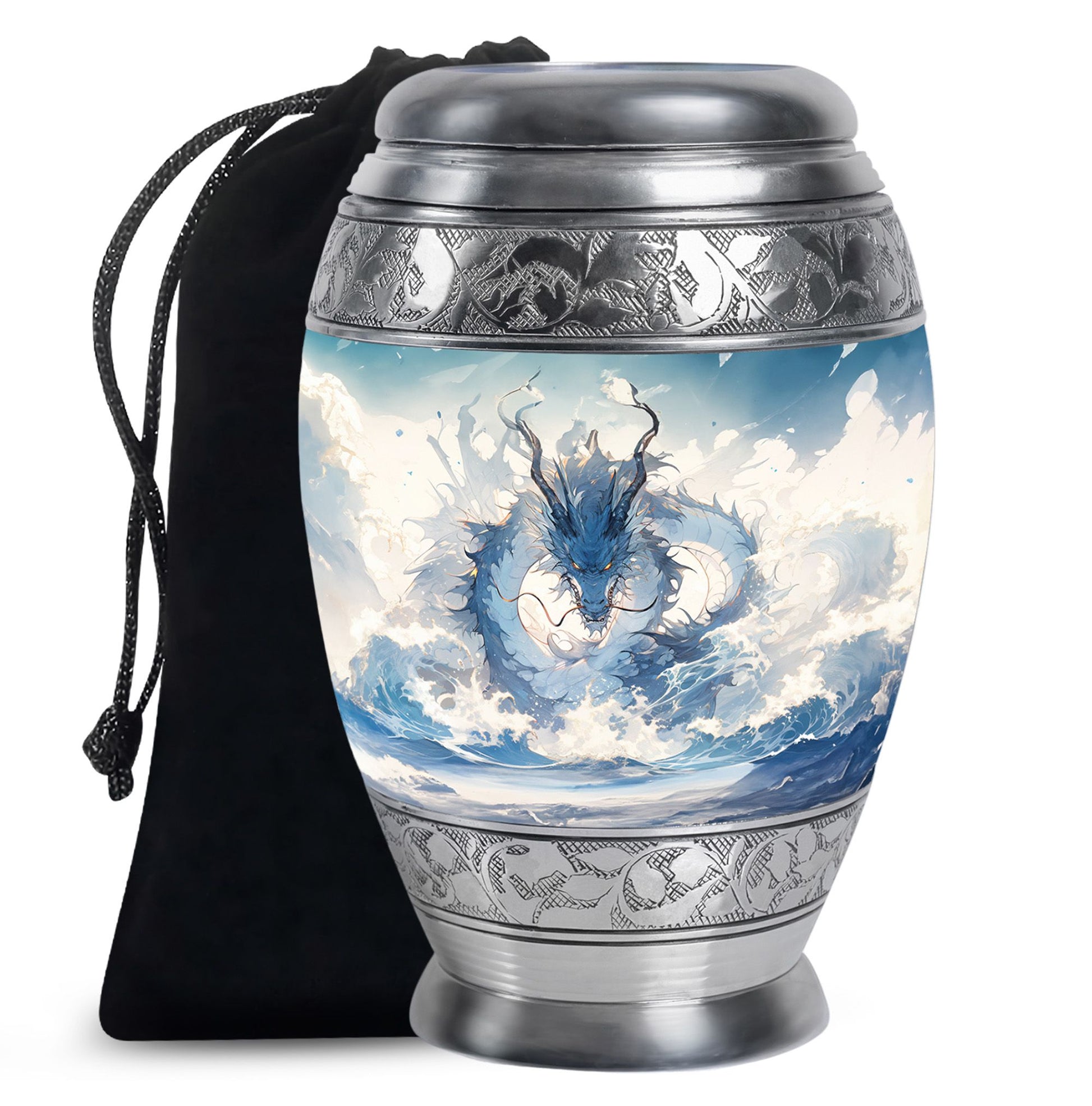 Mystic Blue Dragon Cremation Urn For Adult - Artistic Funeral Urn For Ashes