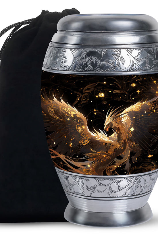 Celestial Silver Dragon Funeral Urn For Adults - Premium Aluminium Urn