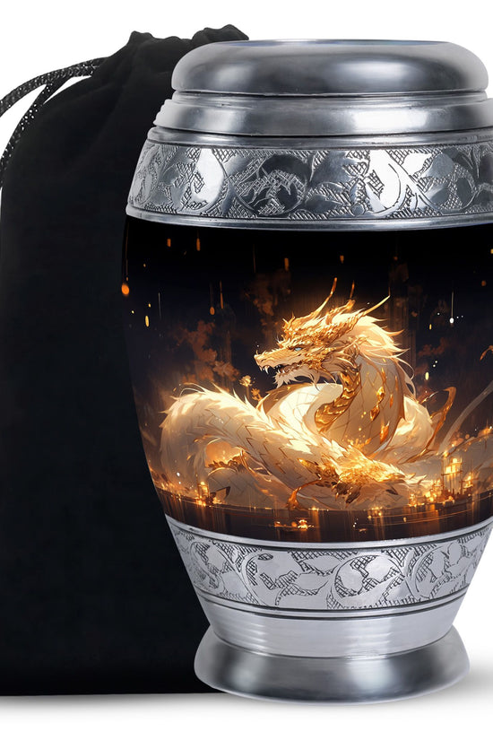 Purple Fantasy Dragon Cremation Urn For Human Ashes - Decorative Ashes Urn