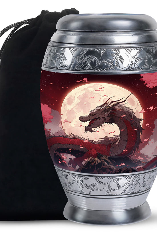Red Artistic Dragon Memorial Urn - Beautiful Funeral Urn For Adult Ashes
