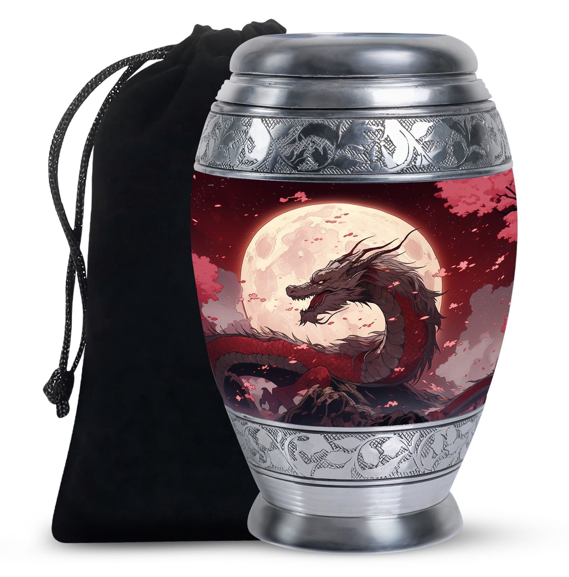 Red Artistic Dragon Memorial Urn - Beautiful Funeral Urn For Adult Ashes