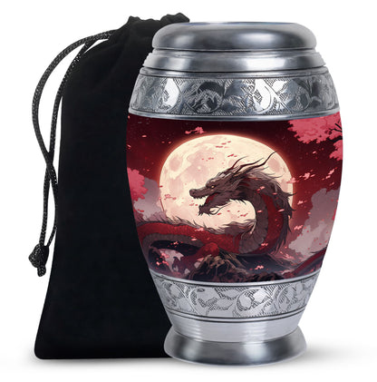 Red Artistic Dragon Memorial Urn - Beautiful Funeral Urn For Adult Ashes