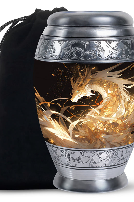Dragon Guardian Funeral Urn For Human Ashes - Artistic Aluminium Urn