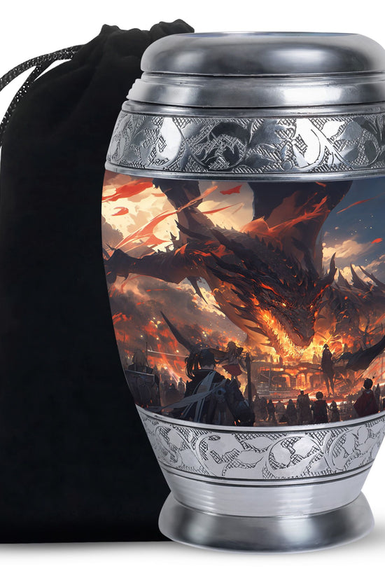 Royal Black Dragon Memorial Urn - Decorative Funeral Urn For Human Ashes