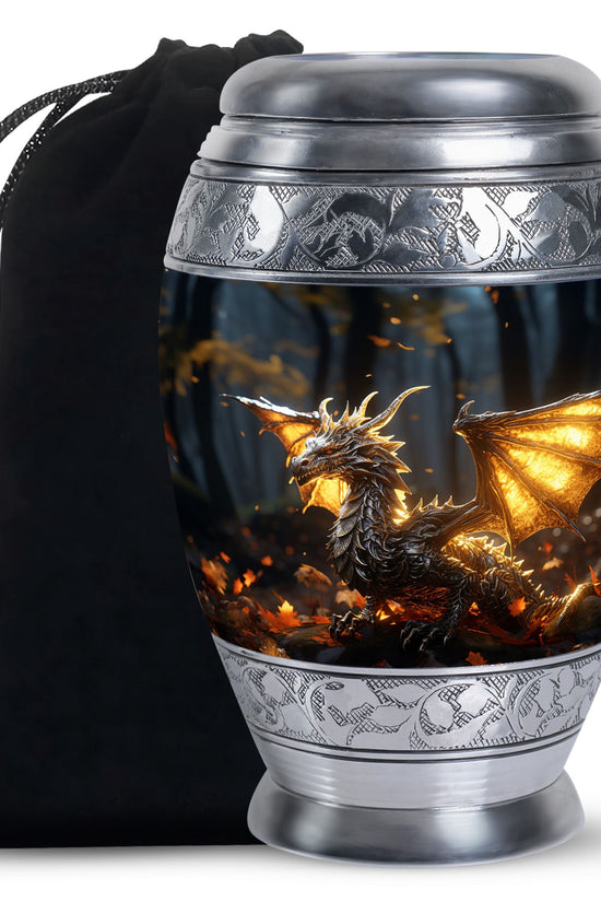 Golden Dragon Treasure Funeral Urn For Ashes - Luxury Memorial Urn