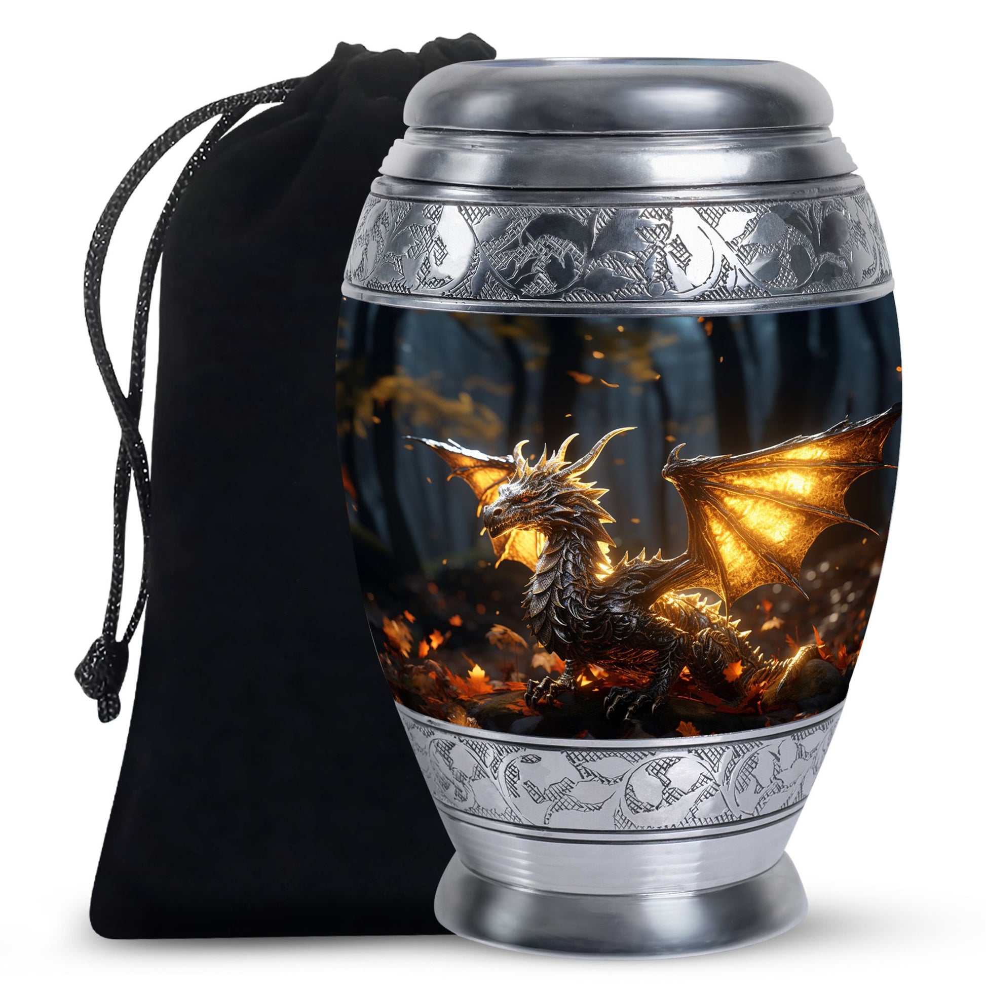 Golden Dragon Treasure Funeral Urn For Ashes - Luxury Memorial Urn