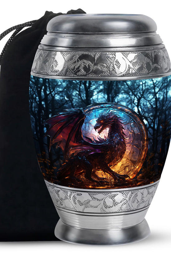 Blue Thunder Dragon Memorial Urn For Ashes - Decorative Cremation Urn