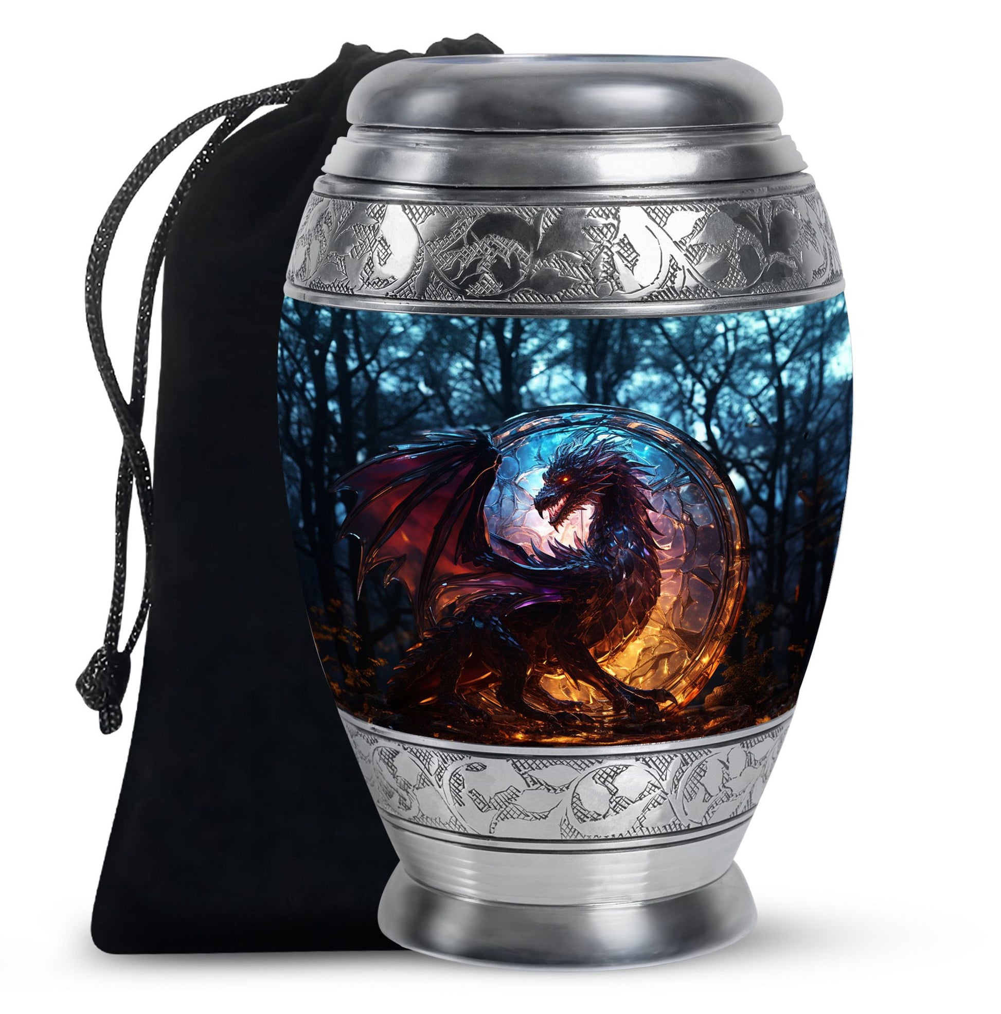 Blue Thunder Dragon Memorial Urn For Ashes - Decorative Cremation Urn