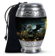 Black Dragon Theme Funeral Urn - Black Aluminium Cremation Urn For Loved Ones