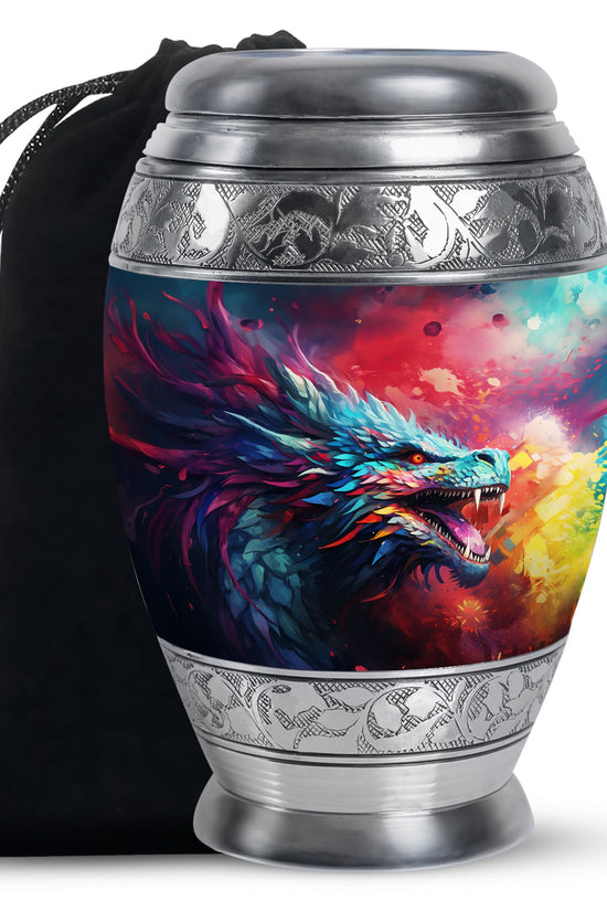 Colourful Artistic Cremation Urn - Large Memorial Urn For Adult Ashes