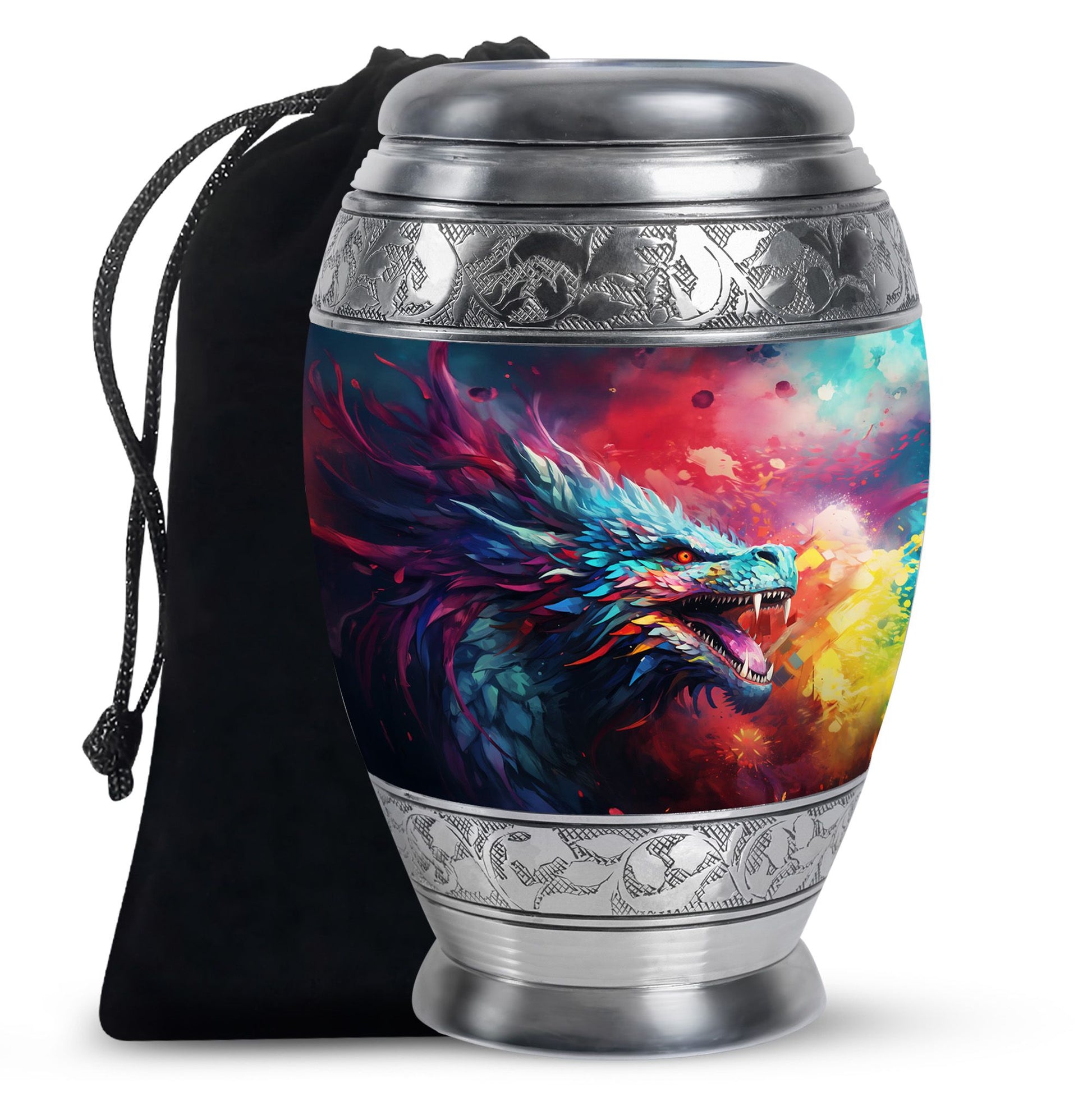 Colourful Artistic Cremation Urn - Large Memorial Urn For Adult Ashes