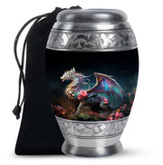 Dragon Warrior Theme Funeral Urn - Scenic Aluminium Memorial Urn For Ashes