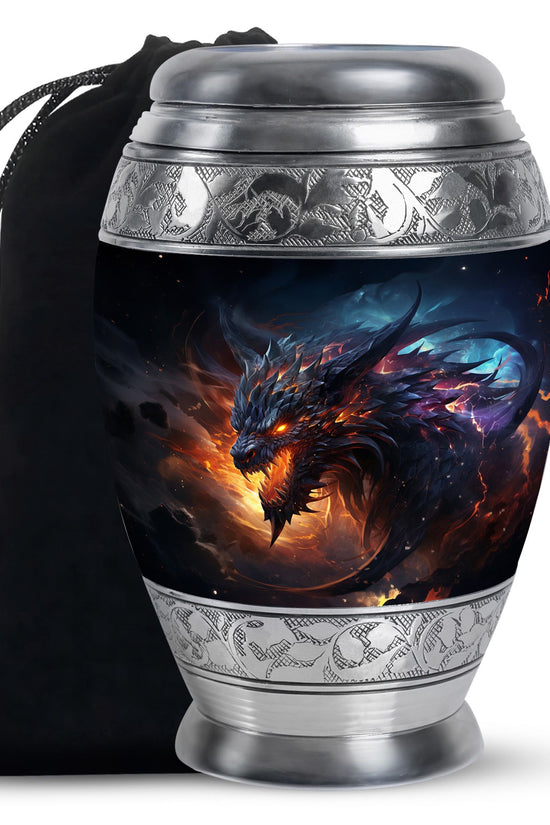 Dragon Flame Warrior Funeral Urn For Ashes - Premium Aluminium Memorial Urn