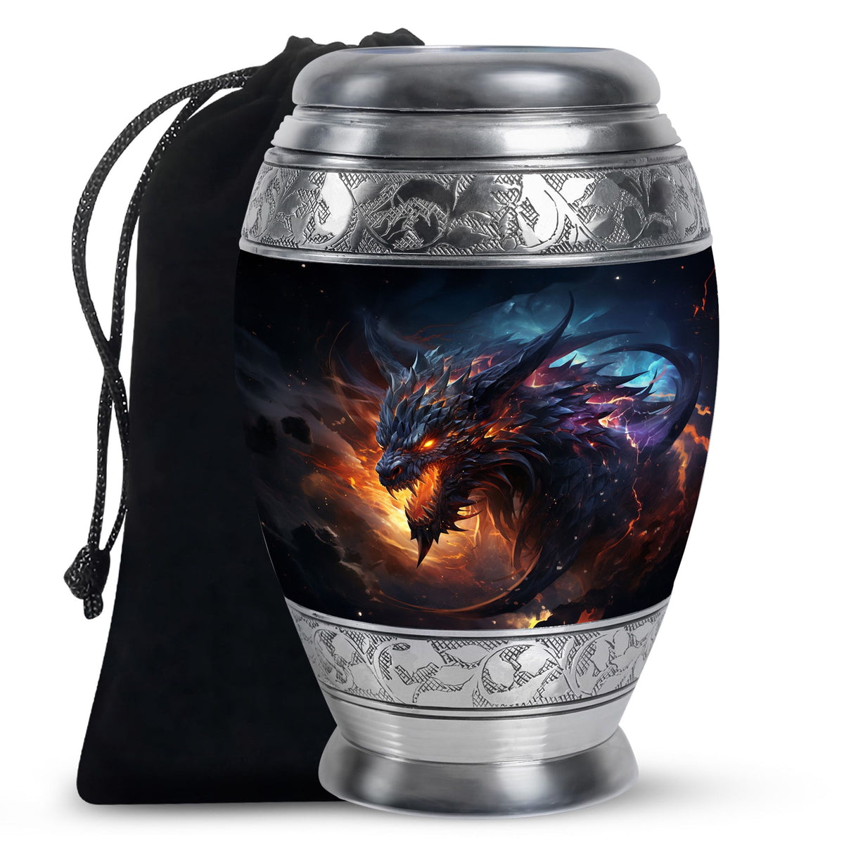 Dragon Flame Warrior Funeral Urn For Ashes - Premium Aluminium Memorial Urn