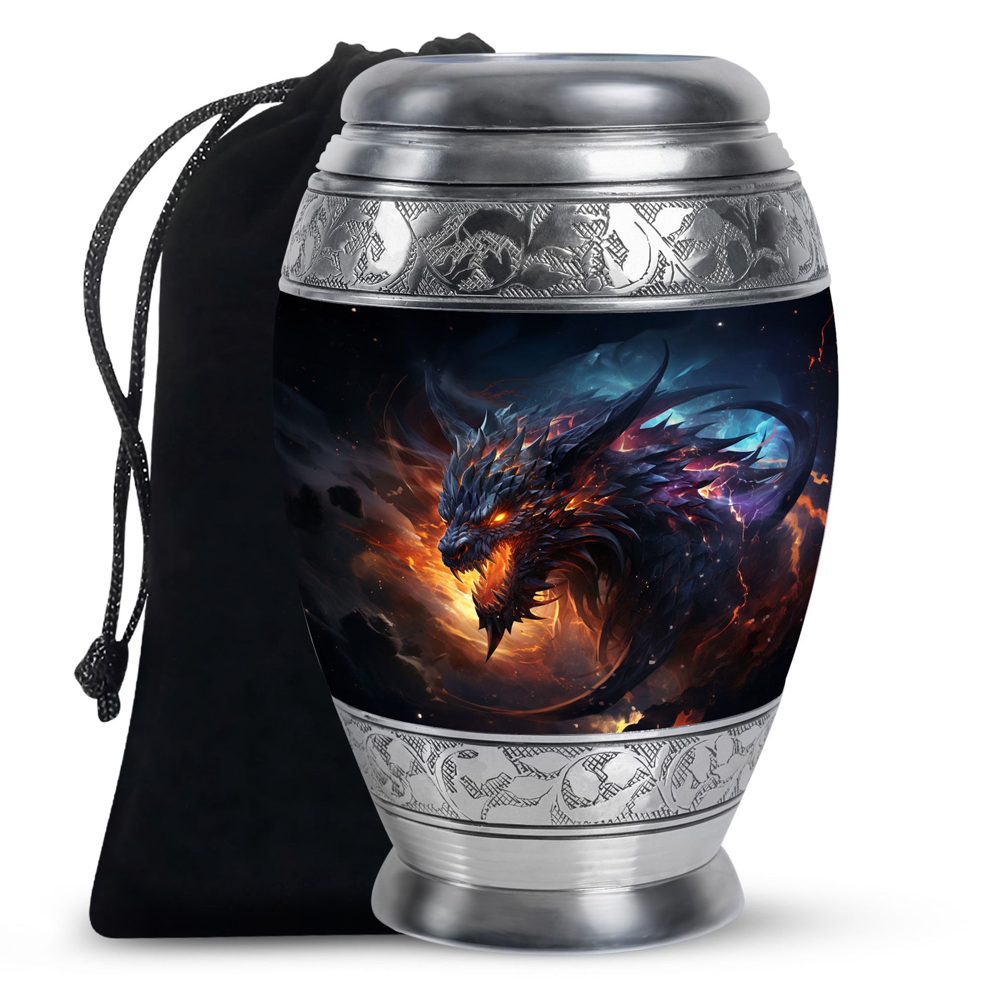 Dragon Flame Warrior Funeral Urn For Ashes - Premium Aluminium Memorial Urn