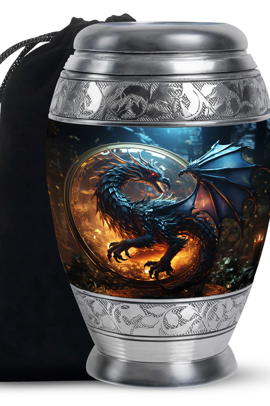 Purple Mystic Dragon Cremation Urn For Ashes - Fantasy Memorial Urn