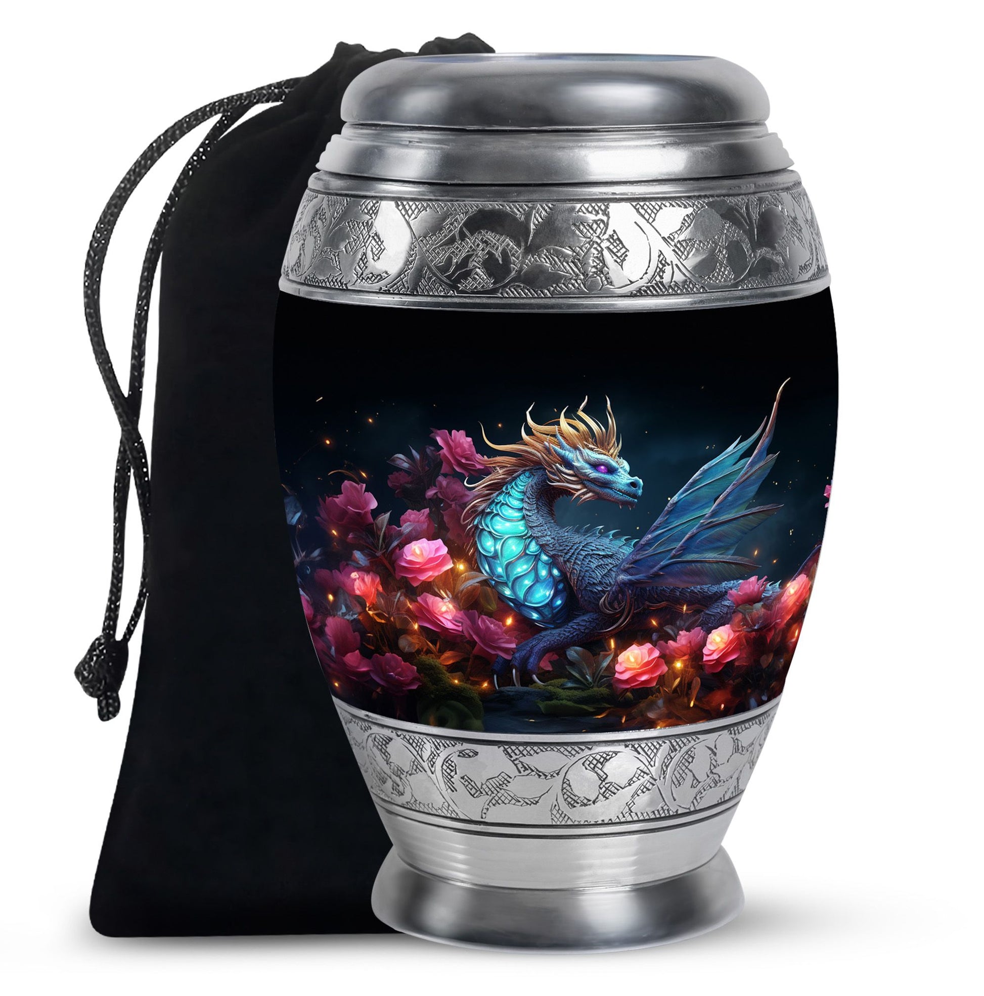 Dragon Theme Funeral Urn - Red Artistic Cremation Urn For Adult Ashes