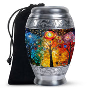 Colourful Artistic Tree Cremation Urn - Large Funeral Urn For Ashes