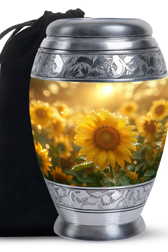 Floral Sunflower Cremation Urn - Peaceful Ashes Urn For Loved Ones