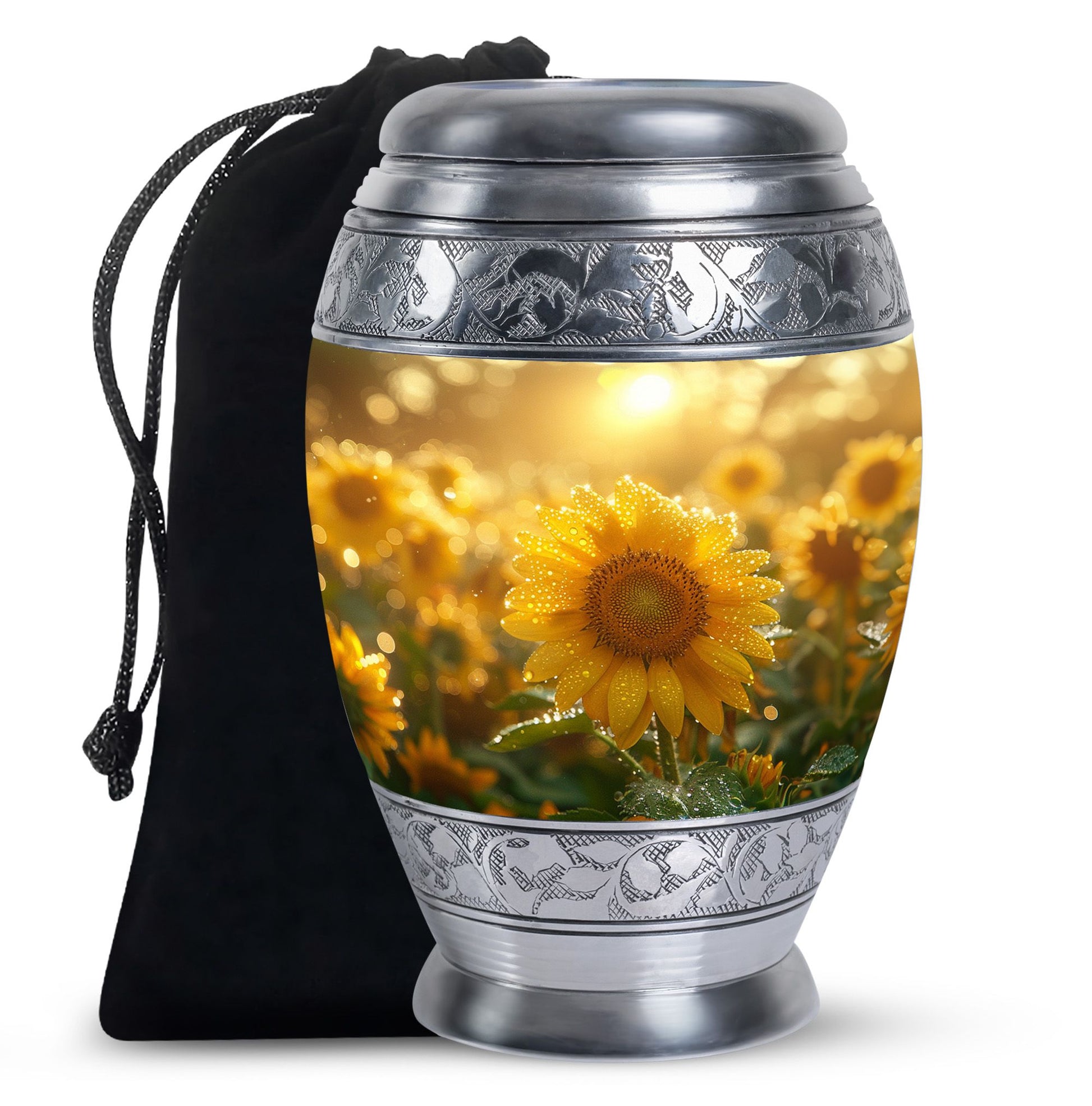 Floral Sunflower Cremation Urn - Peaceful Ashes Urn For Loved Ones