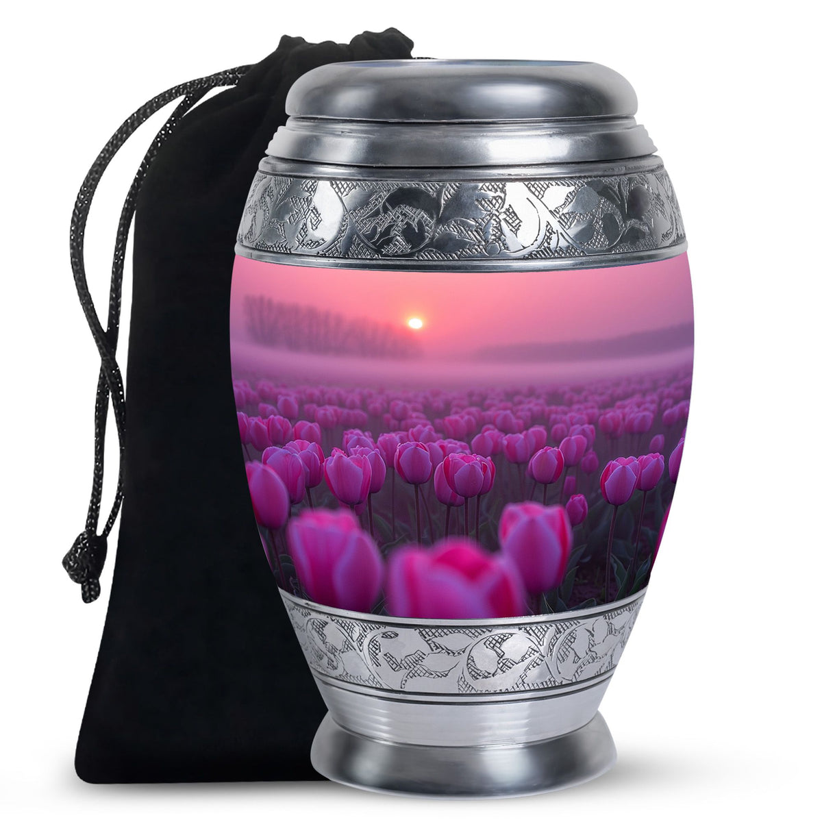 Sunset Pink Tulip Funeral Urn - Elegant Cremation Urn For Human Ashes