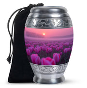 Sunset Pink Tulip Funeral Urn - Elegant Cremation Urn For Human Ashes